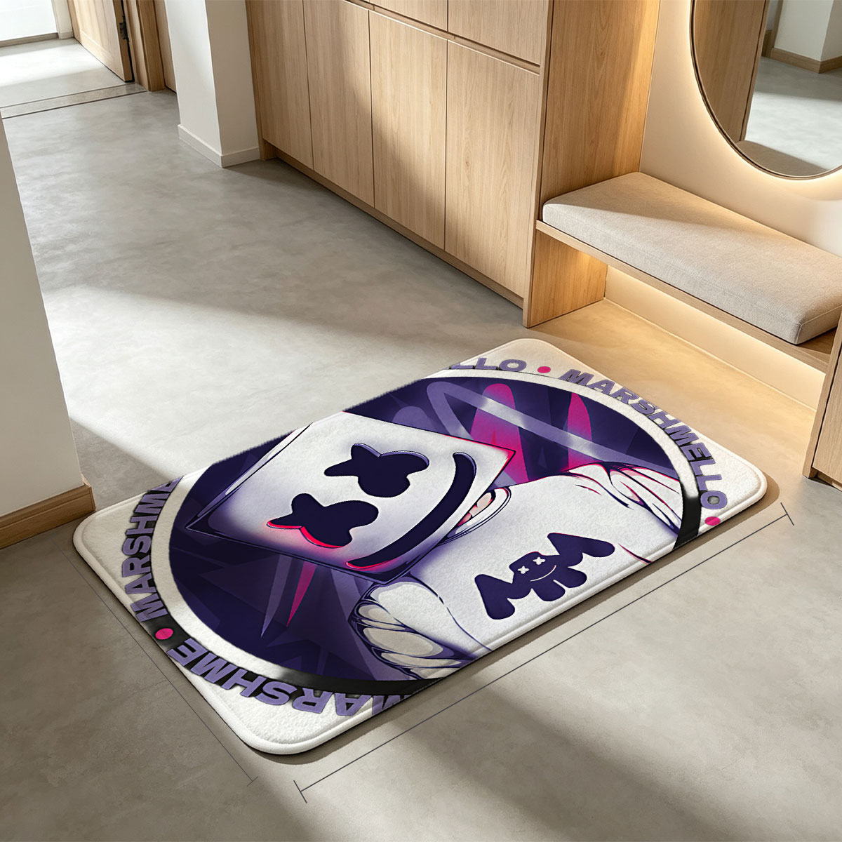 Marshmello - Iconic DJ with Signature Marshmallow Helmet and Logo Design - Flannel floor mat