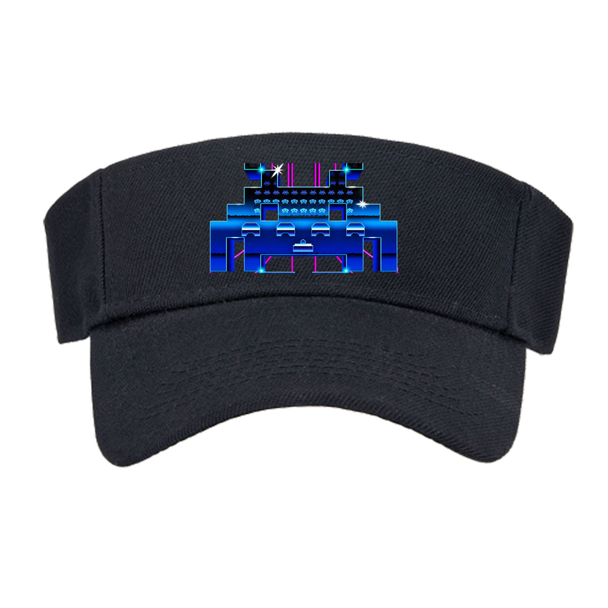 Space Invaders: Classic Arcade Game with Pixel Aliens and Neon Platforms -  Visor cap