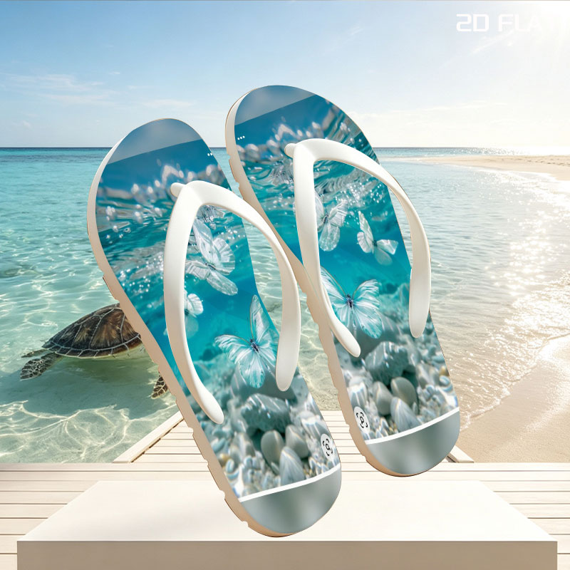 Butterflies floating underwater in clear blue water -  flip-flops