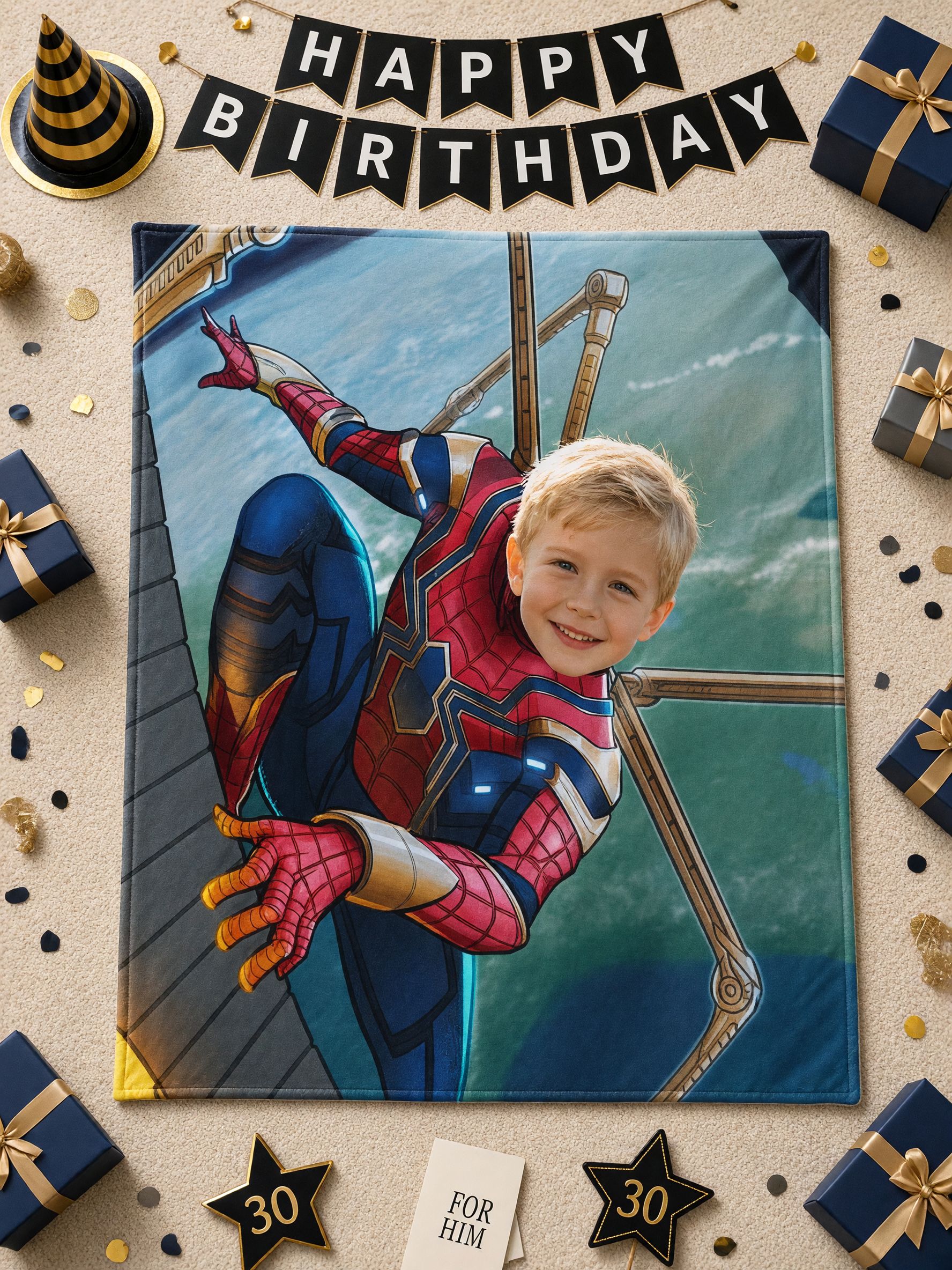 Custom Face Photo Superhero Flannel Fleece Blanket, Ultra Soft Warm Throw for Bed Sofa, Ideal Personalized Gift