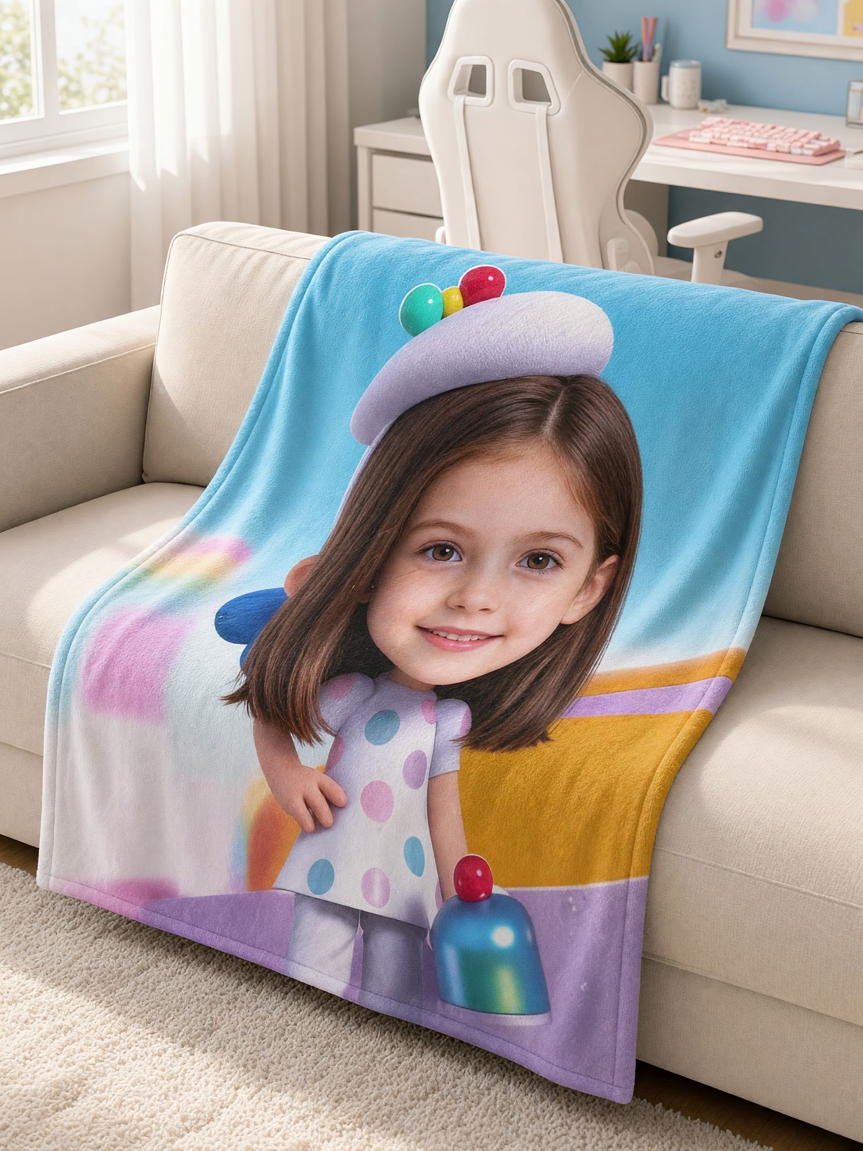Custom Face Blanket Personalized Big Head Photo Throw Ultra Soft Warm Flannel Fleece for Bed Couch Sofa Unique Gift