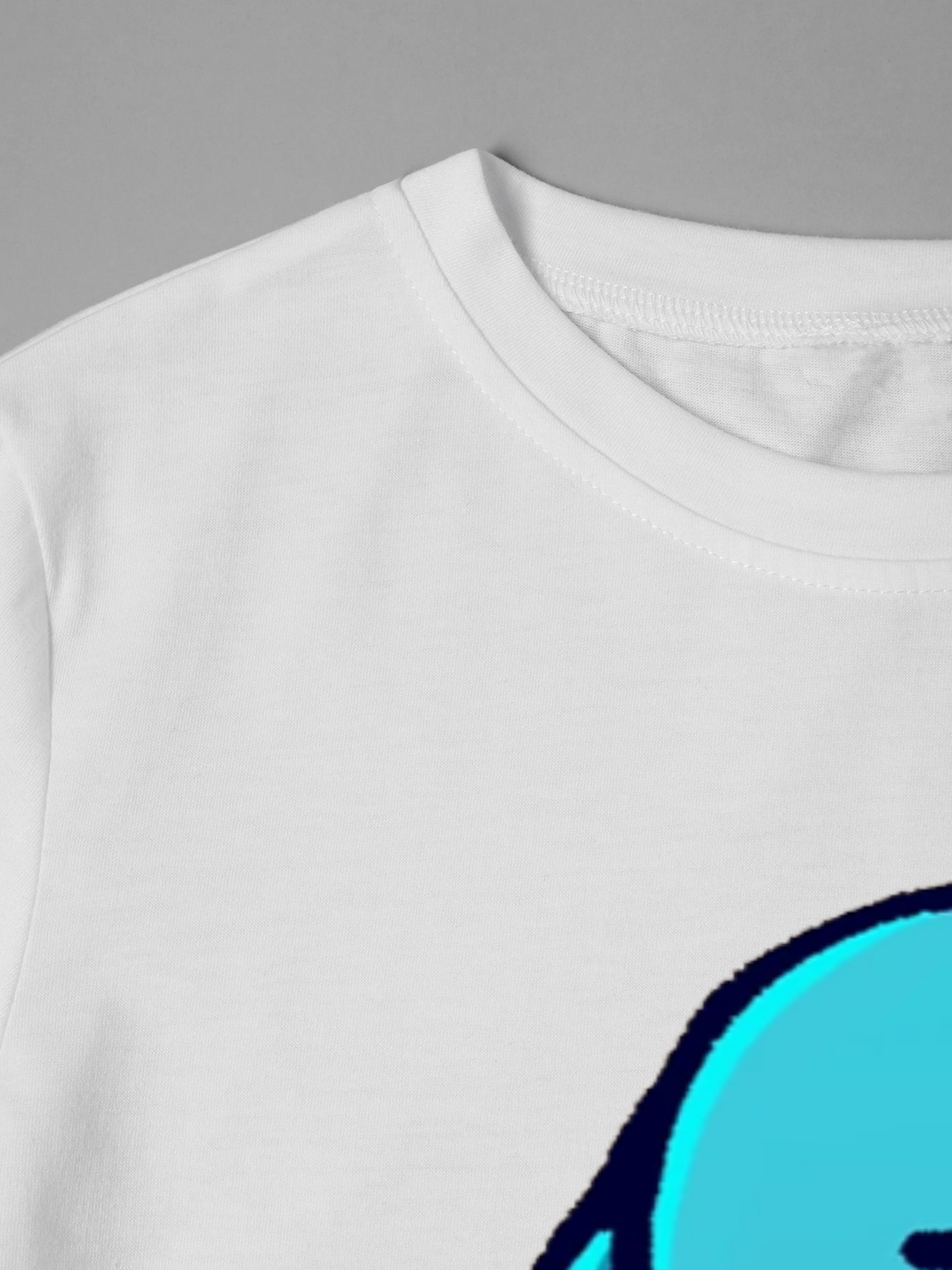 Men's Printed T-Shirt Featuring Blue Cartoon Character with Sad Expression and School Uniform Design, Casual Round Neck Lightweight Breathable Summer Short Sleeve Tee for Daily Wear, College Students, and Pop Culture Fans