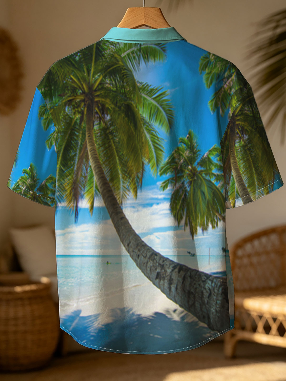 Tropical Beach with Swaying Palm Trees and Crystal Clear Waters -  Shirt