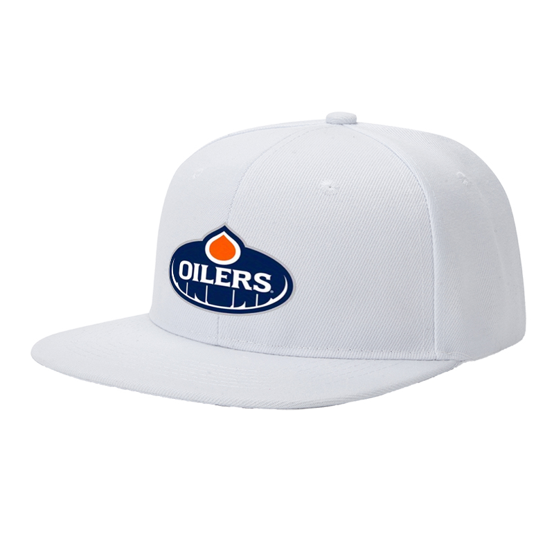 Flat Brim Baseball Cap Oilers Logo Print Streetwear Underground Skate Style for Basketball Court Skate Park Urban Lifestyle Skaters Rappers Streetwear Enthusiasts