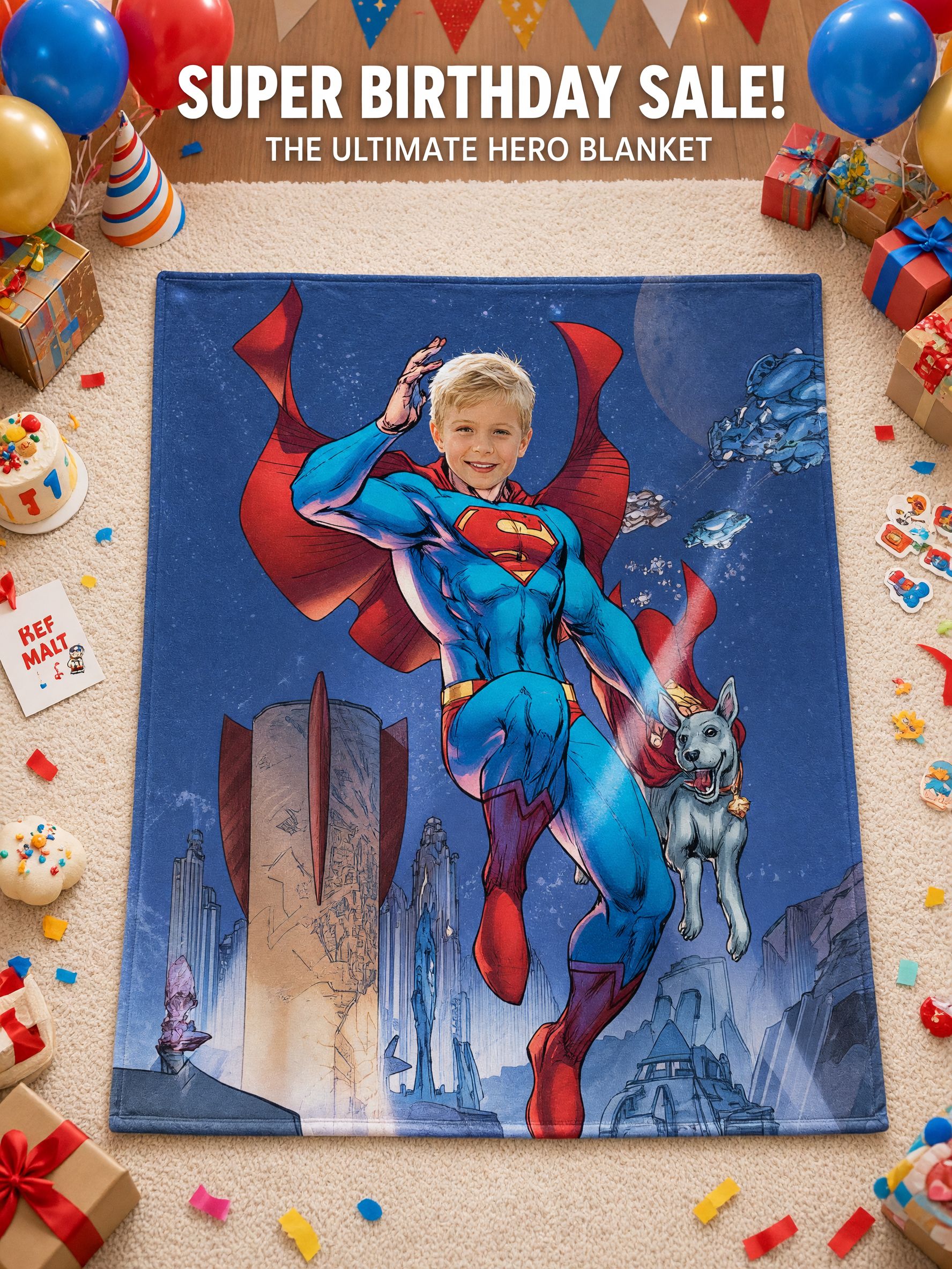 Custom Face Superhero Flannel Blanket Personalized Photo Throw Lightweight Ultra Soft Cozy Bed Fleece Blanket Gift