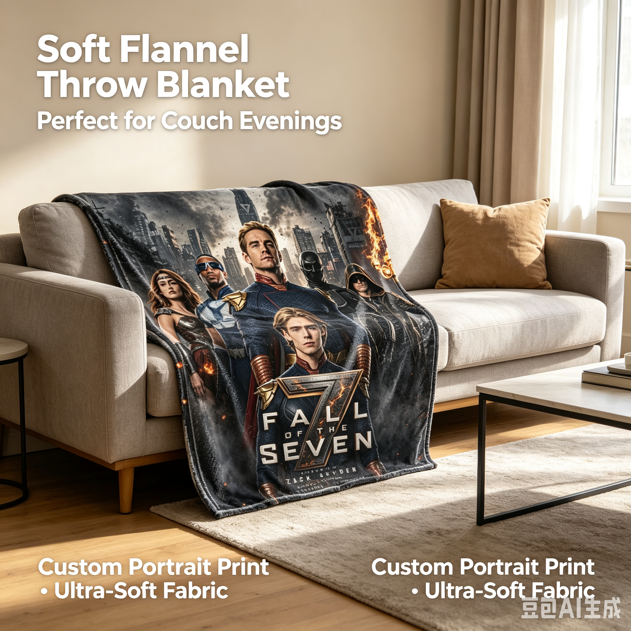 Custom Face Blanket - Fall of the Seven IP Flannel Blanket for Home, Bed, or Couch Use - Perfect Gift or Giveaway for Fans