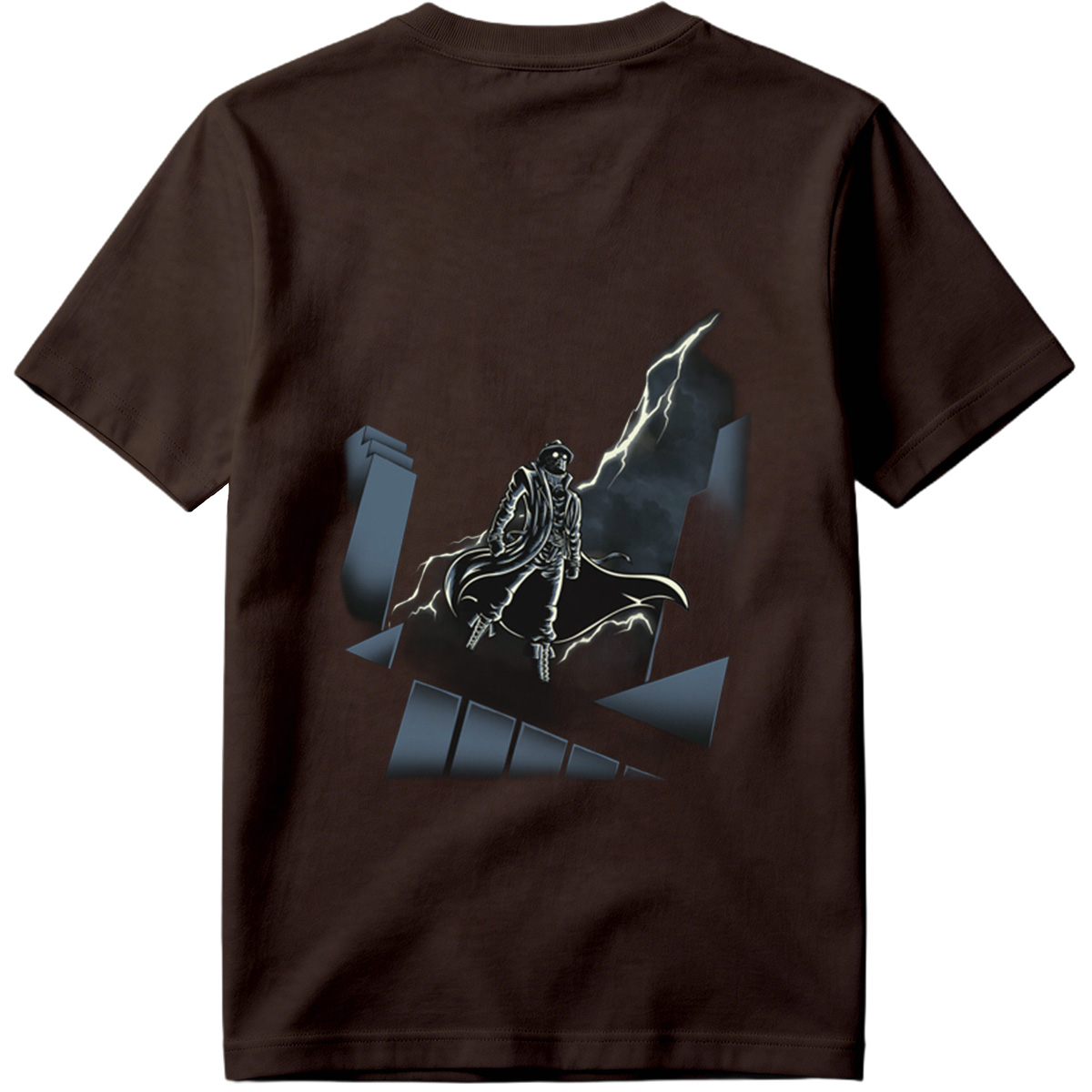 The Shadow of the Storm: Dark Hero on Rooftop - Tee