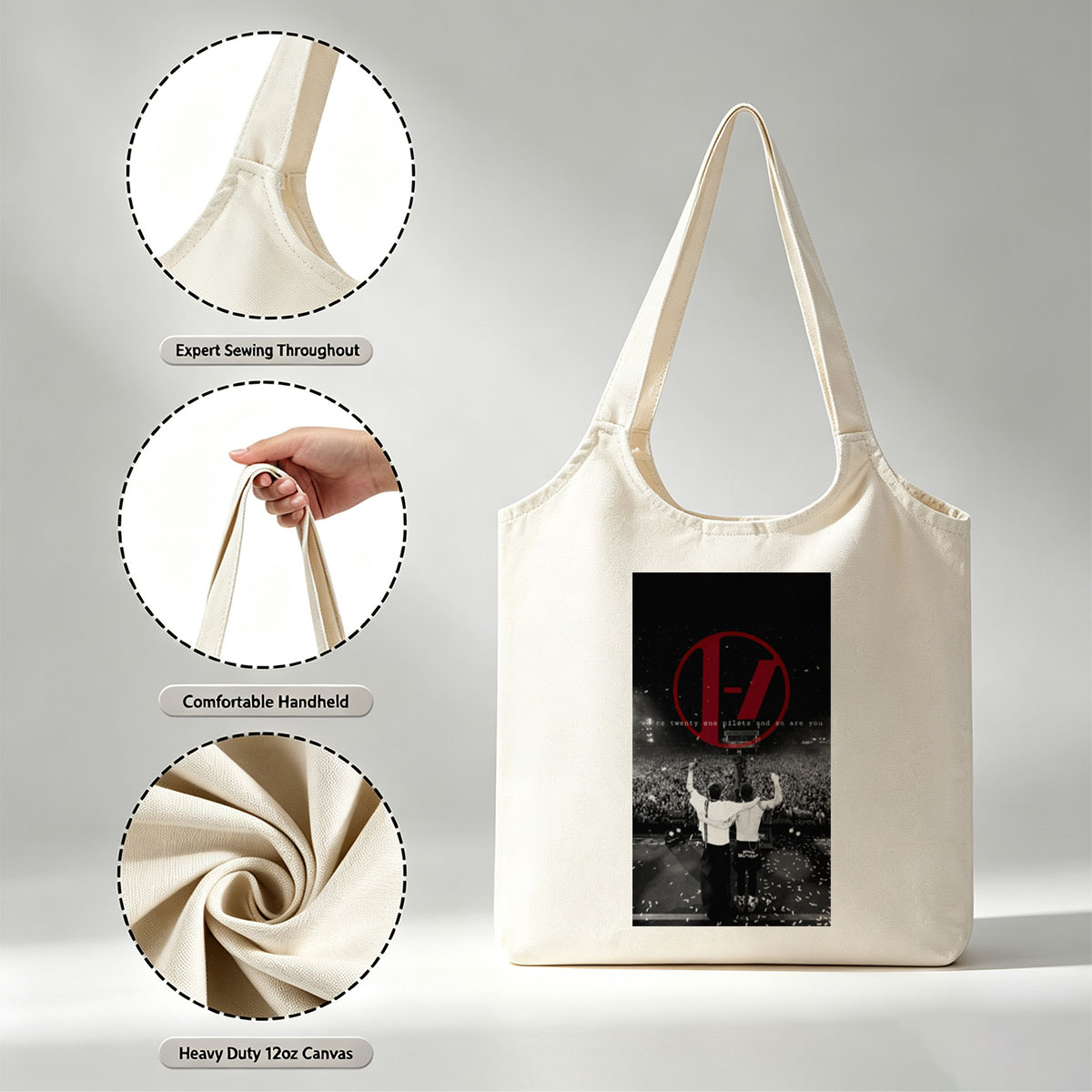 Twenty One Pilots Live Concert Performance with Fans and Confetti in Stadium - Canvas shoulder bags/