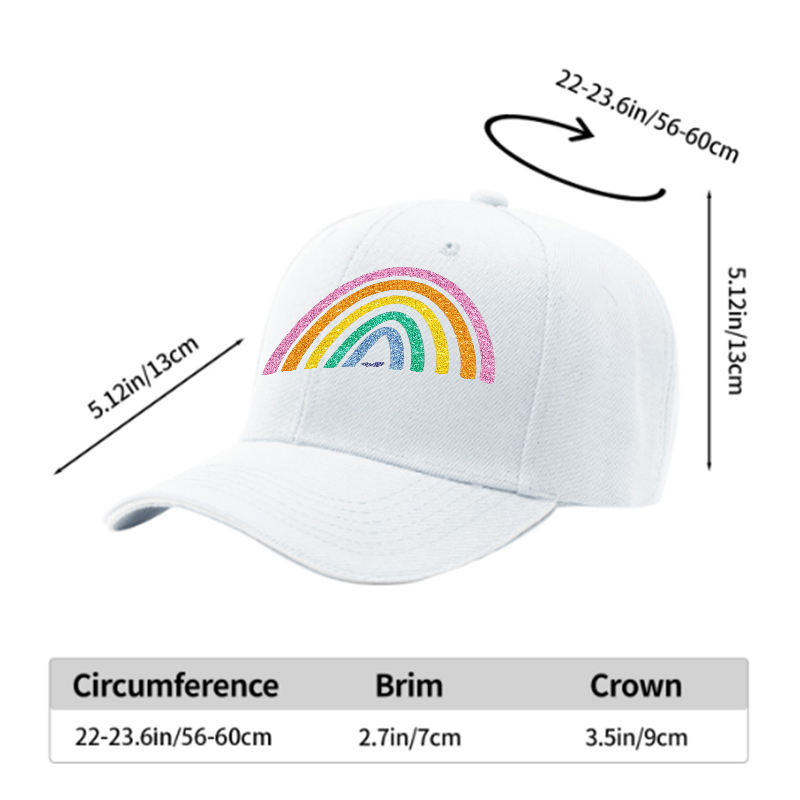 Unisex Classic Sandwich Hat with Glitter Rainbow Heart Print | Perfect for Outdoor Activities, Beach, Festival, and Daily Wear | Ideal for Adults Seeking Fun and Vibrant Style