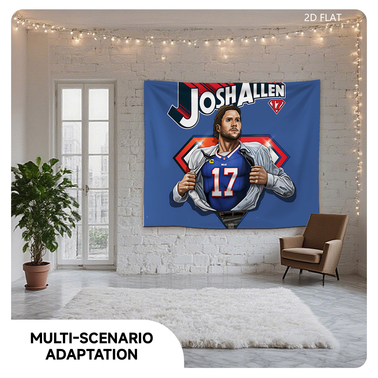 Josh Allen Superhero Transformation - Buffalo Bills QB #17 - Tapestry