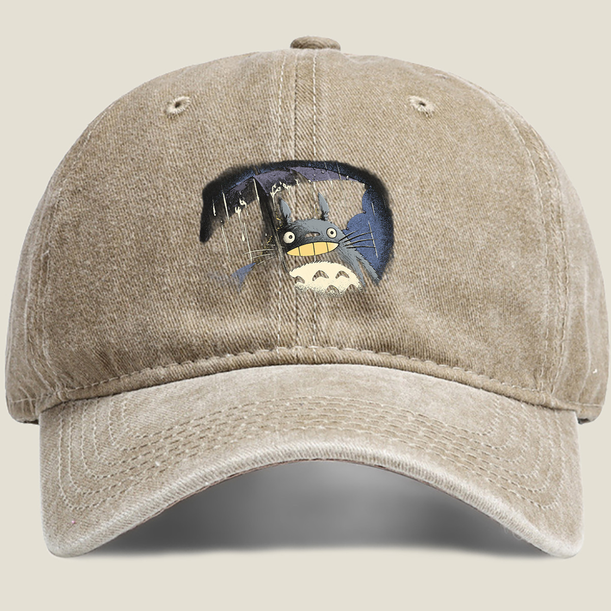 Totoro in the Rain - Washed Denim - Baseball Cap