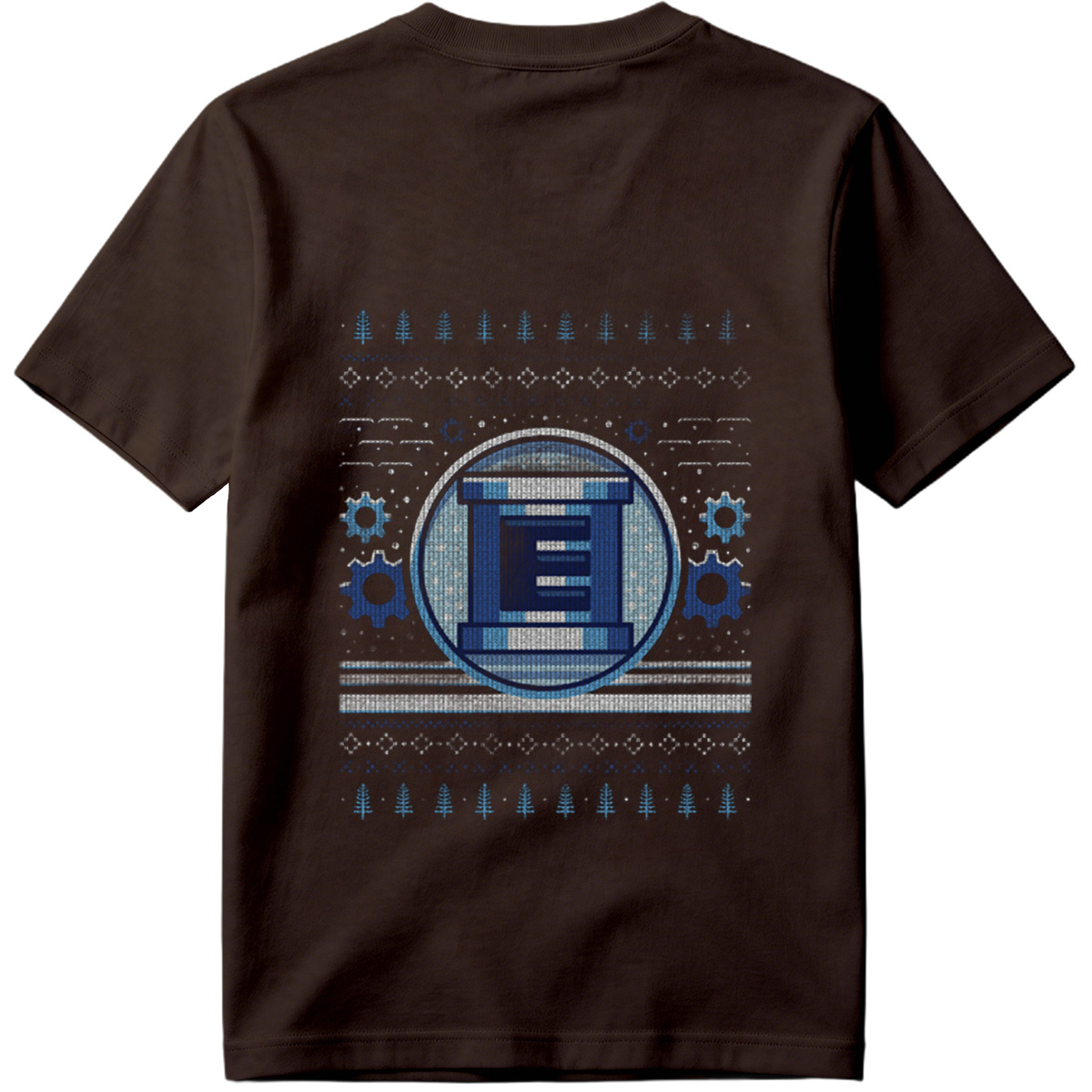 Pixel Winter Emblem: Column & Gears Holiday Design - Tee