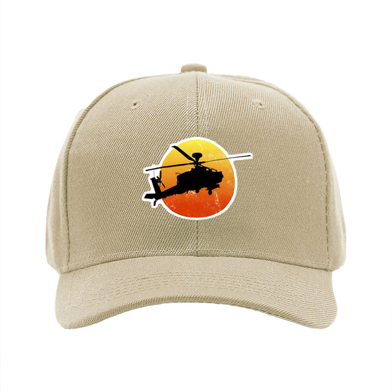 1pc New Baseball Cap Helicopter Silhouette Sunset Print Unisex Adjustable Hat for Outdoor Activities Men Women Casual Streetwear Fashion Accessories