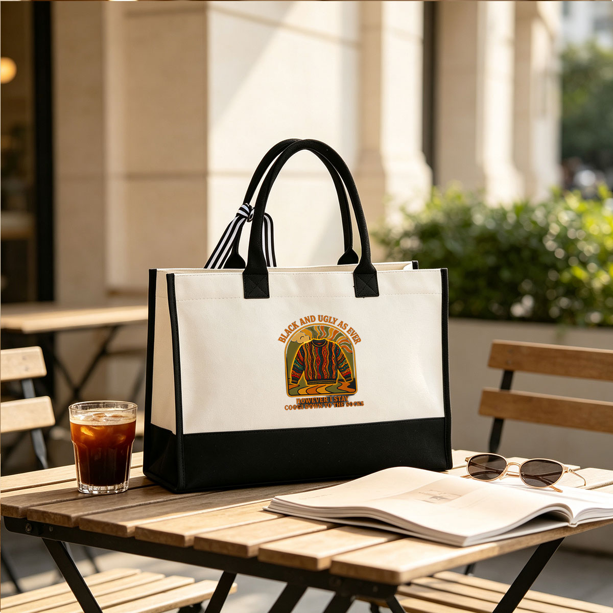 Black and Ugly as Ever: Coogi Sweater Style Statement - Canvas patchwork gift tote bag