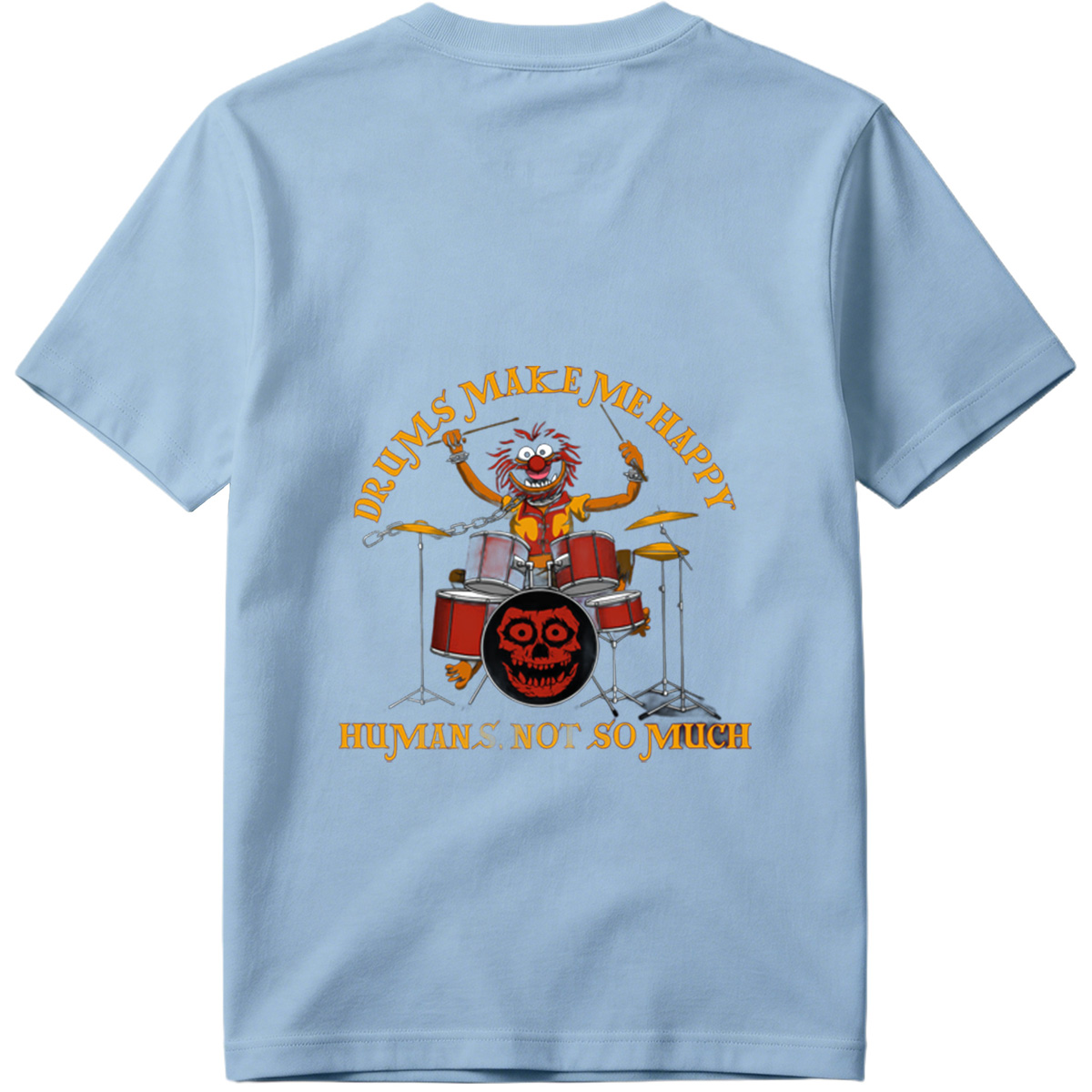 Animal from The Muppets Playing Drums with Skull Design - Tee