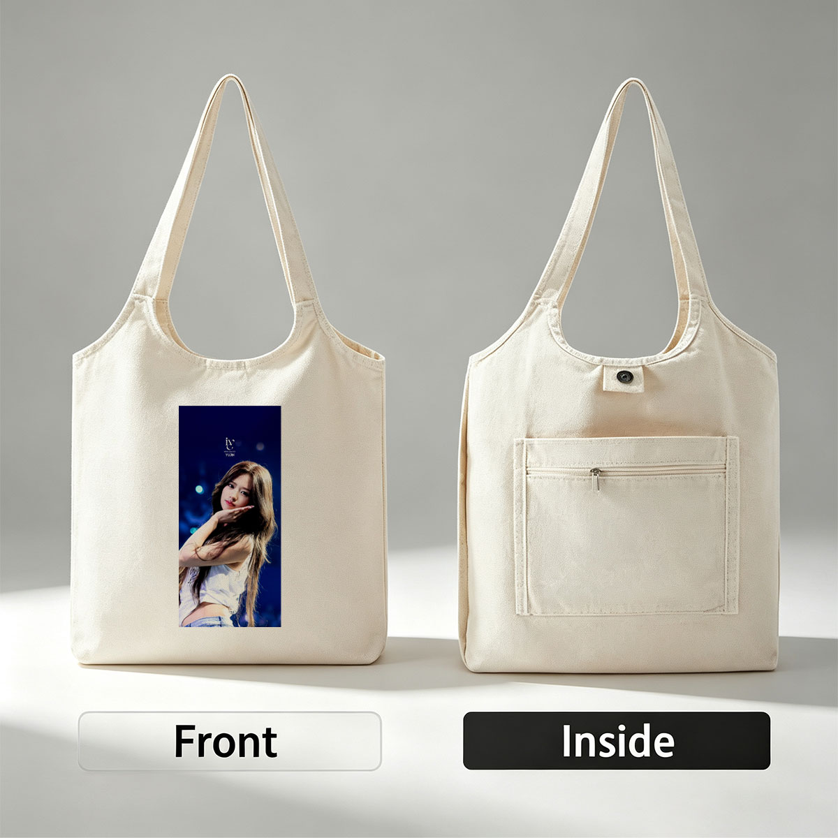 IVE Yujin Stage Performance Close-Up Portrait - Canvas shoulder bags/