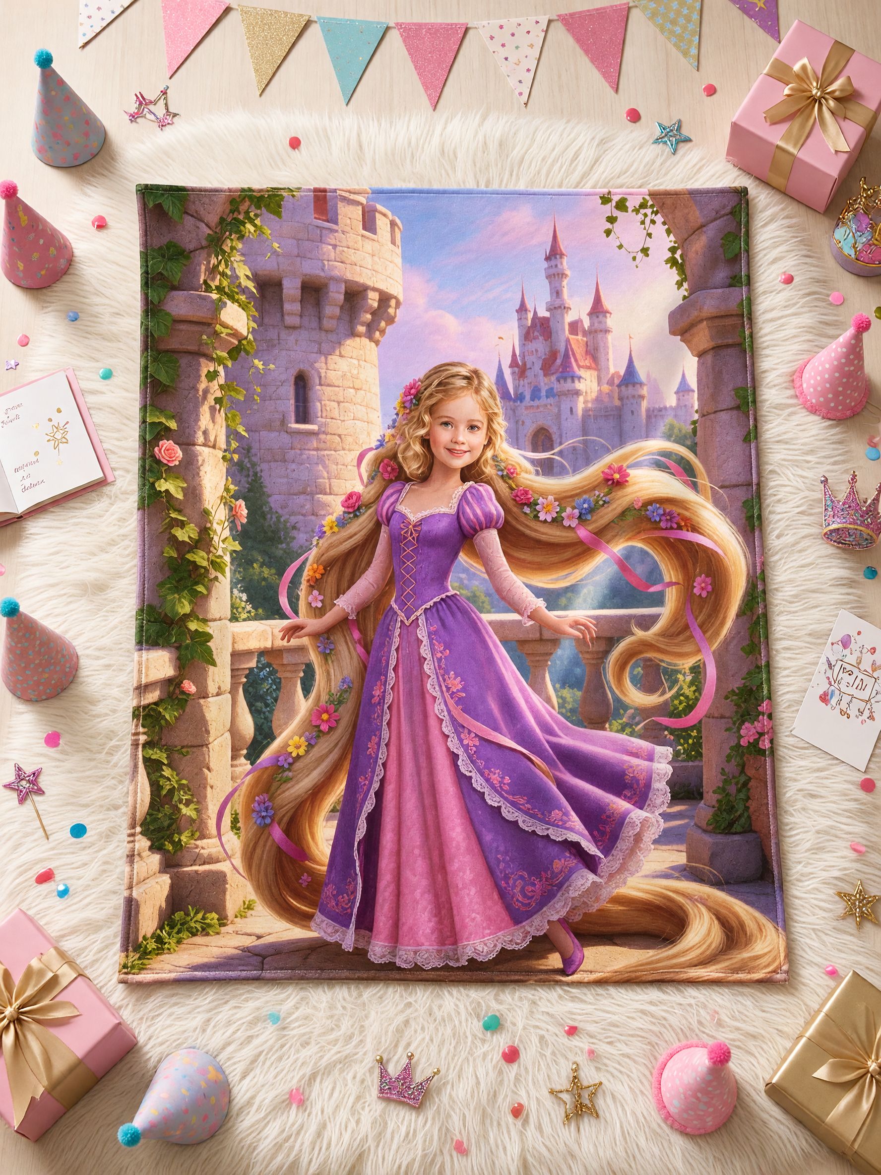Custom Face Photo Blanket Fairy Tale Princess Castle Ultra Soft Flannel Throw Fleece Bedding Ideal Personalized Gift
