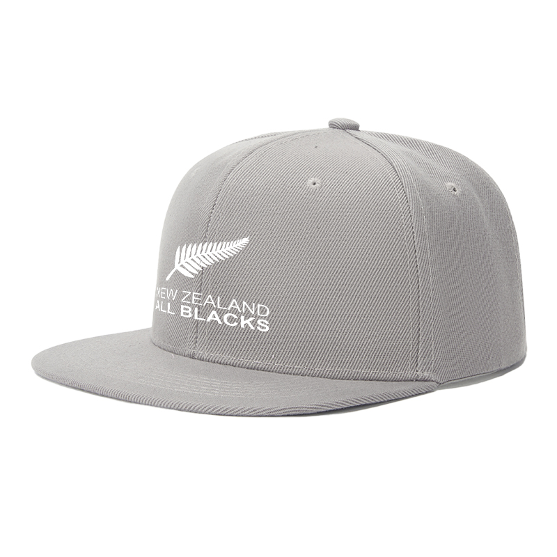 Flat Brim Baseball Cap New Zealand All Blacks Silver Fern Logo Streetwear Underground Skate Style Basketball Court Skatepark Urban Outfit for Skaters Rappers Streetwear Enthusiasts