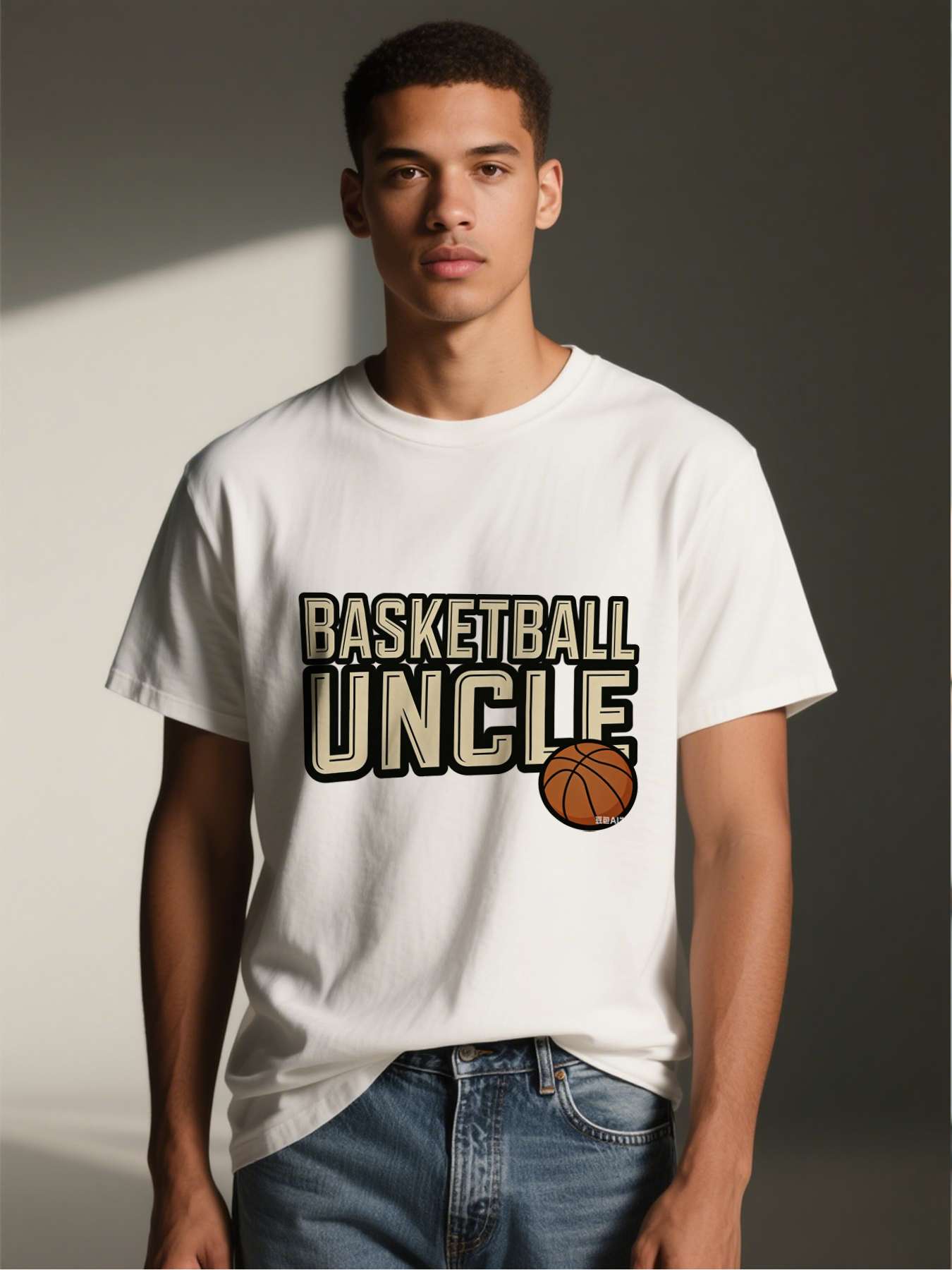 Men's Basketball Uncle Print T-Shirt Graphic Basketball Text Design Casual Round Neck Summer Lightweight Breathable Short Sleeve Tee for Sports Fans and Active Lifestyle Men