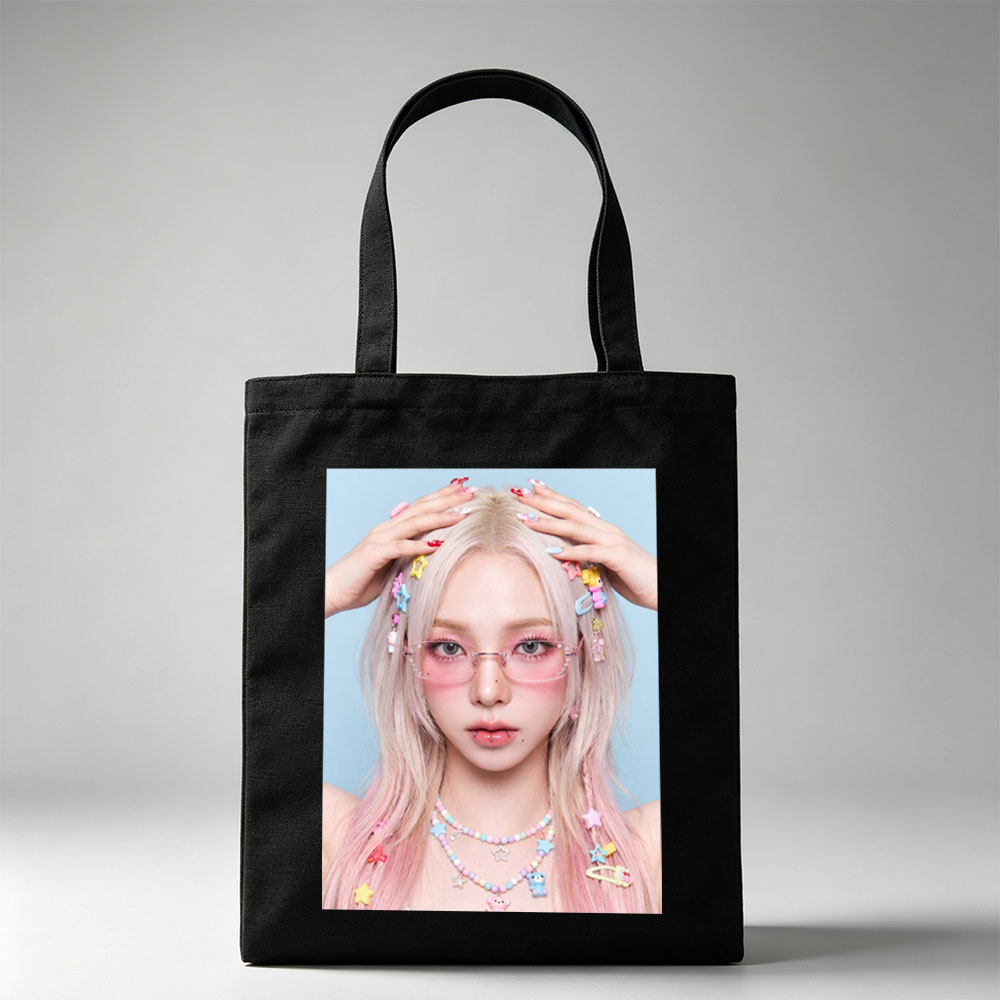 Dami Im in a Pastel-Themed Look with Colorful Hair Clips and Pink Glasses - Canvas tote bags