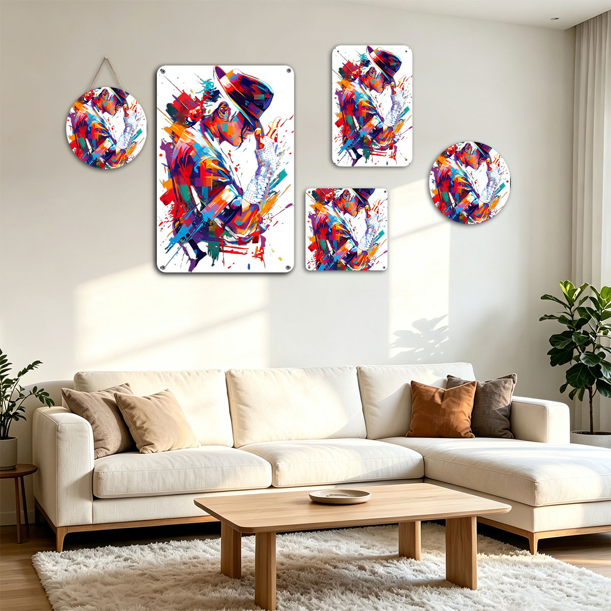 Michael Jackson in Iconic Pose with Colorful Artistic Style - painting