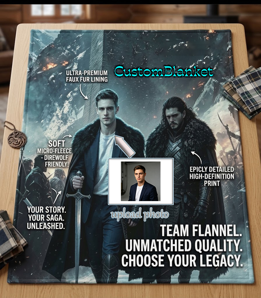 Custom Face Blanket Game of Thrones Inspired Castle Battle Scene Flannel Blanket Cozy Winter Home Decor Gift for Fans and Collectors