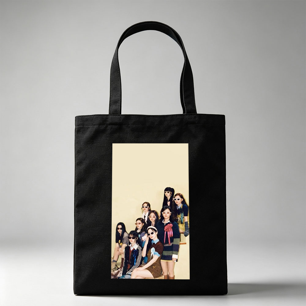 NewJeans Group Photo in Stylish Vintage Outfits with Sunglasses and Floral Accents - Canvas tote bags