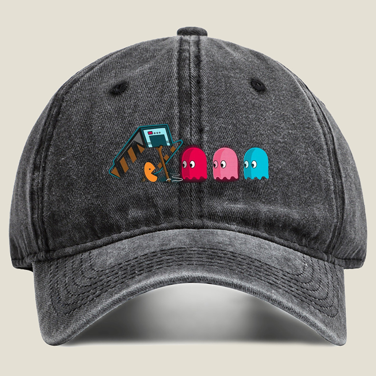 Pac-Man and Ghosts: Classic Arcade Encounter - Washed Denim - Baseball Cap
