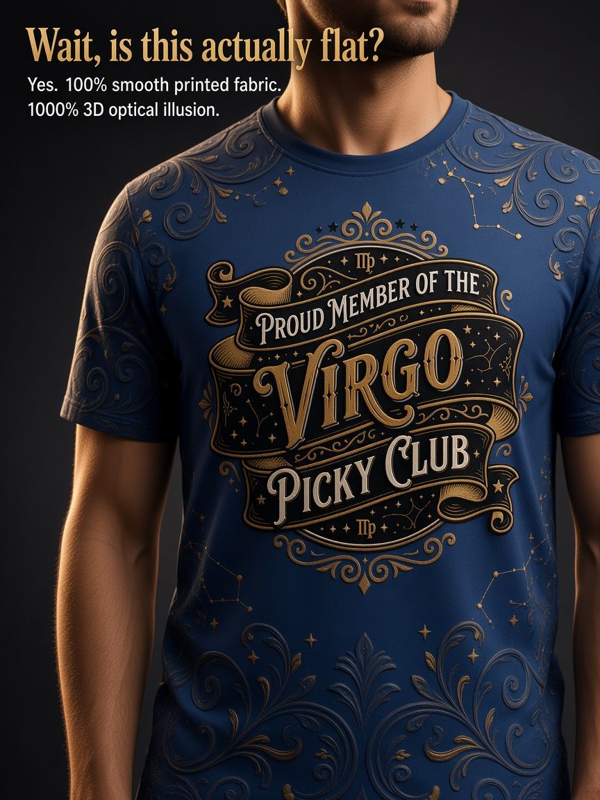 Virgo Picky Club 3D Optical Illusion Graphic Tee Breathable Athletic Mesh T-Shirt Casual and Sports Wear