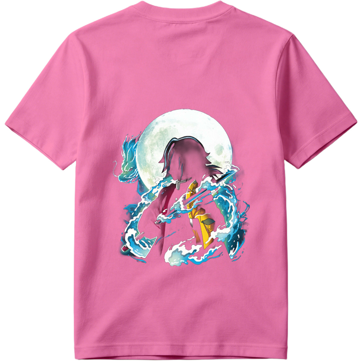 Demon Slayer Tanjiro Kamado Water Breathing Moon Background - Tee