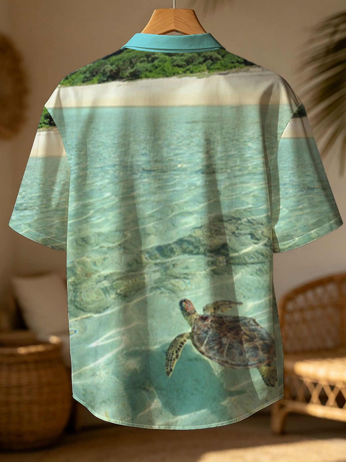 Sea Turtle Swimming in Crystal Clear Waters Near Sandy Beach -  Shirt
