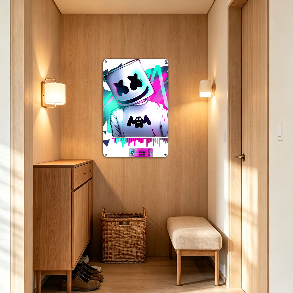 Marshmello DJ in Neon Glow with Music Visualizer - painting