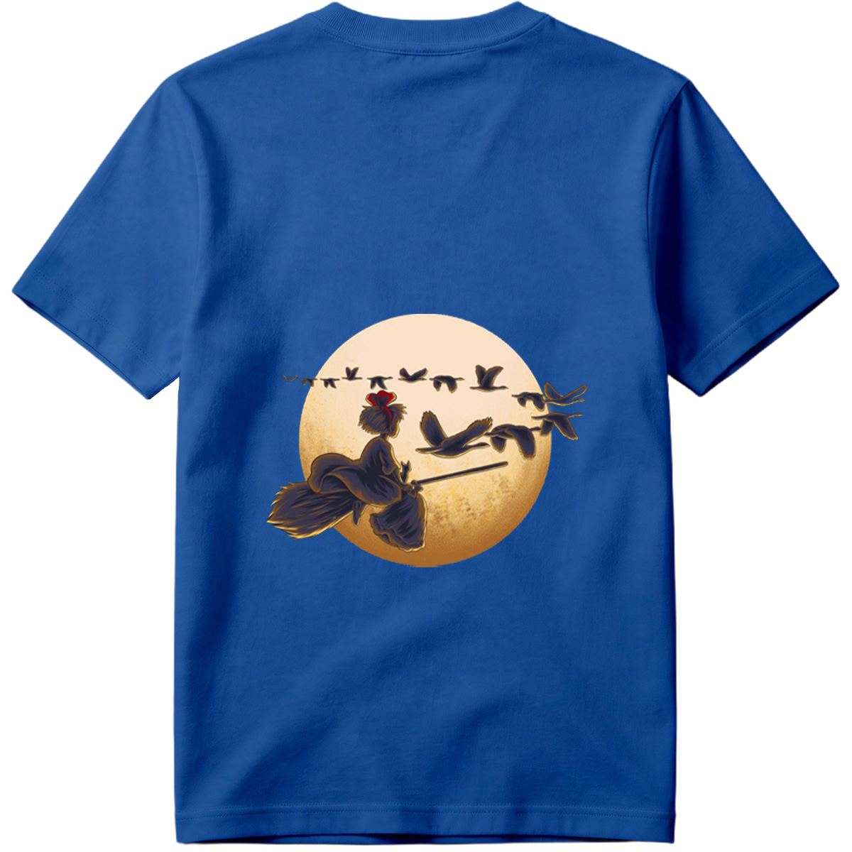 Mulan Flying on a Broomstick with Geese Against the Moon - Tee