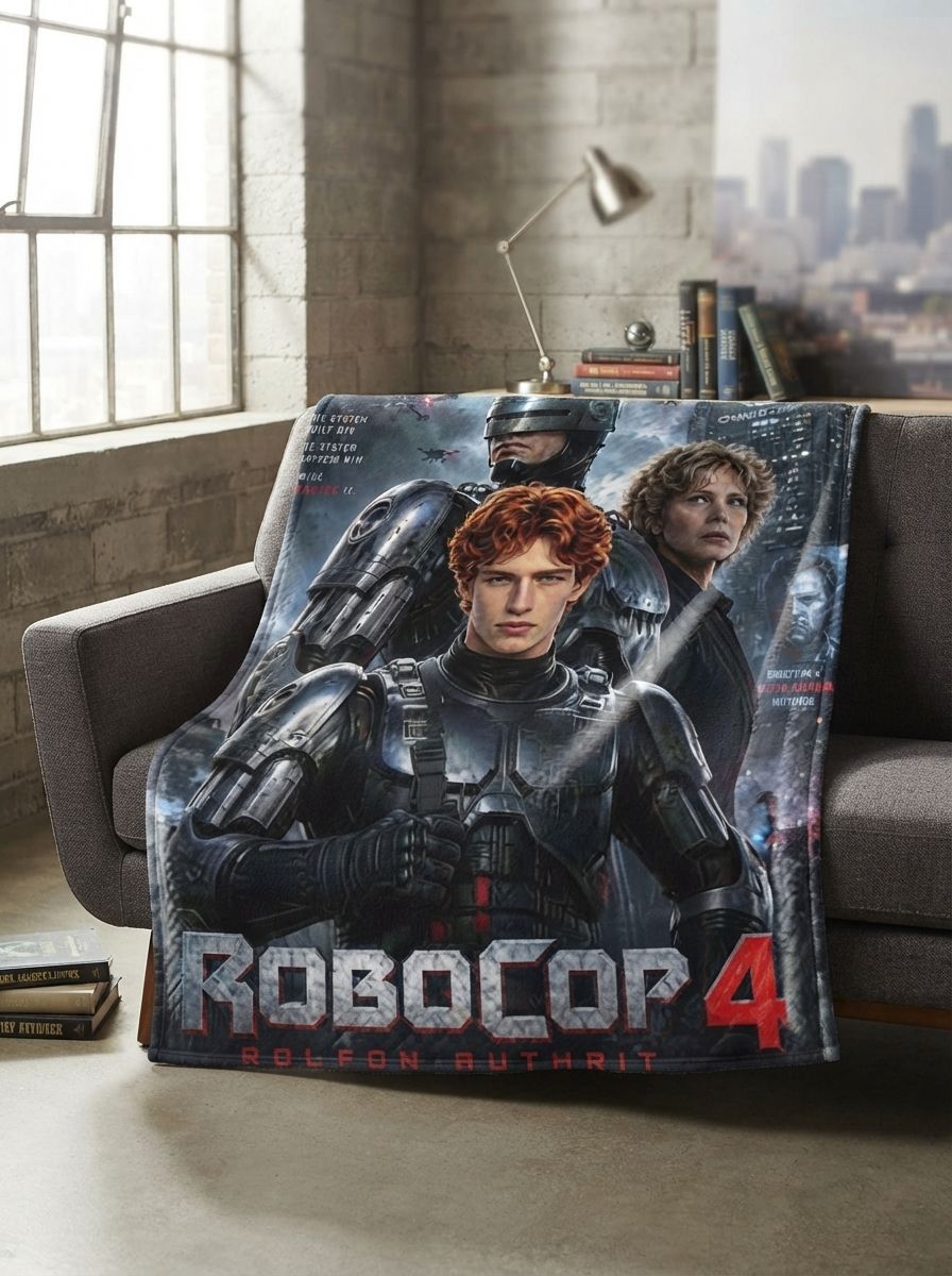 Custom Photo Flannel Blanket Personalized Sci-Fi Cyborg Armor Portrait Throw Ultra Soft Anti-Pilling Cozy Fleece Bed