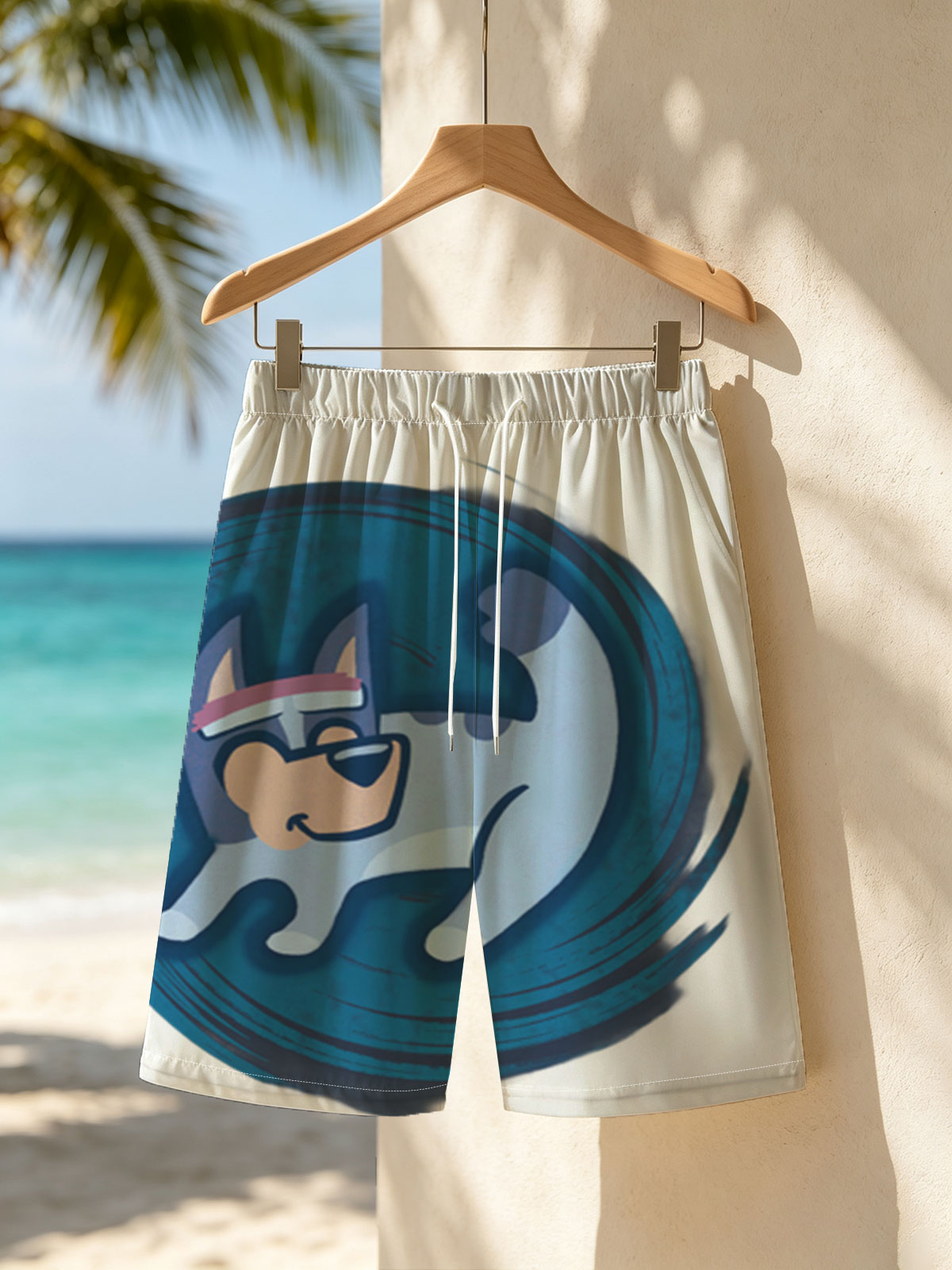 Bluey in a Swirling Blue Circle -  Beach shorts