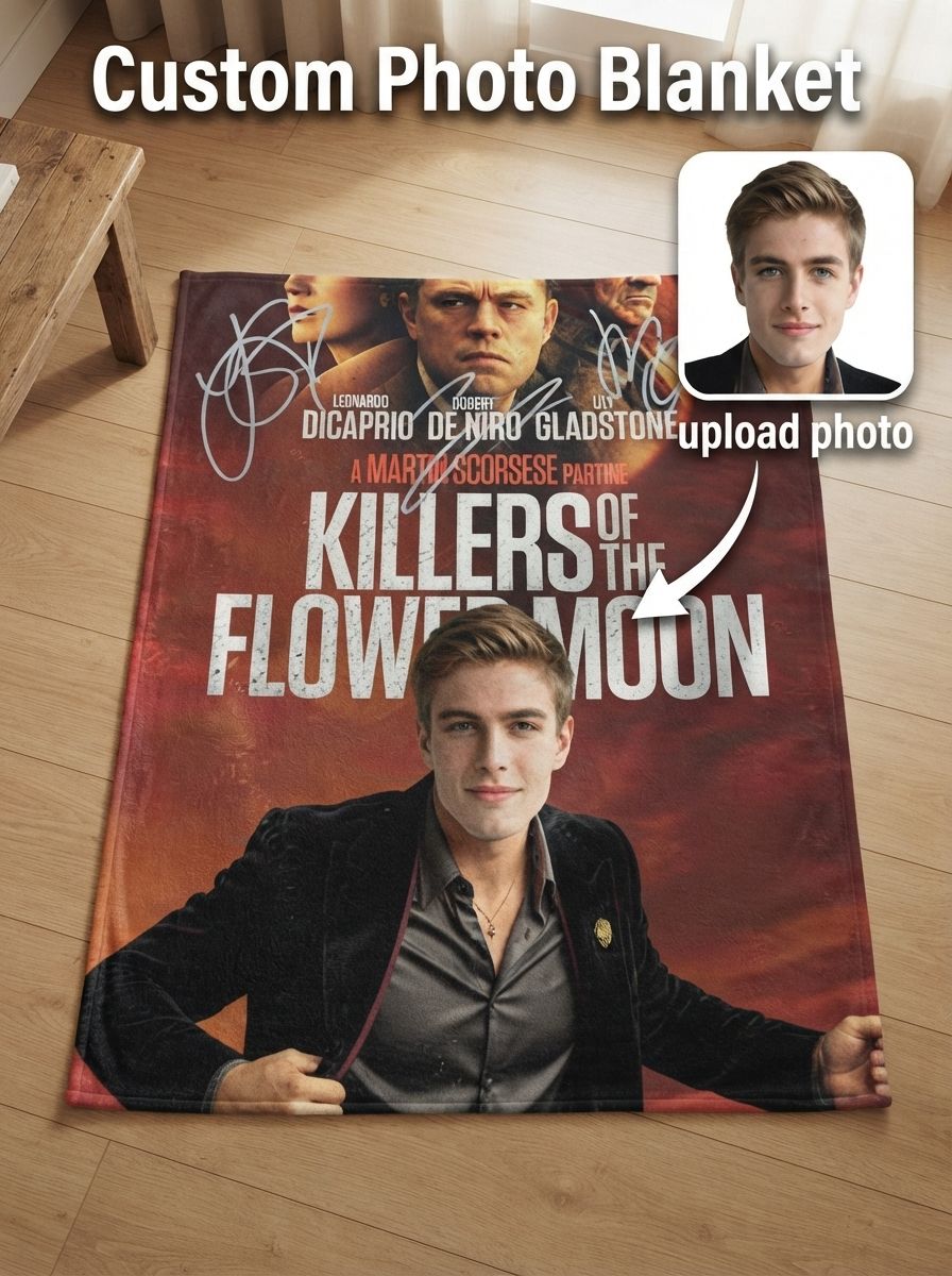 Custom Photo Face Flannel Blanket Personalized Movie Poster Throw Ultra Soft Anti-Pilling Cozy Bed Sofa Fleece Blanket