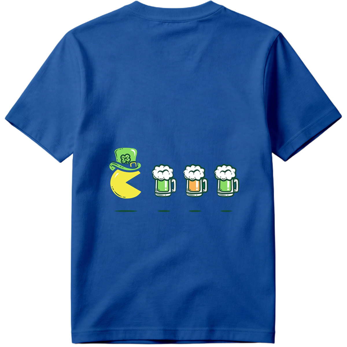Pac-Man Wears a Leprechaun Hat and Approaches Beer Mugs - Tee