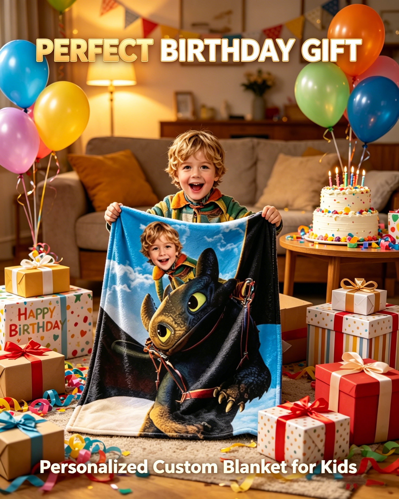 Toothless Custom Photo Blanket | How to Train Your Dragon