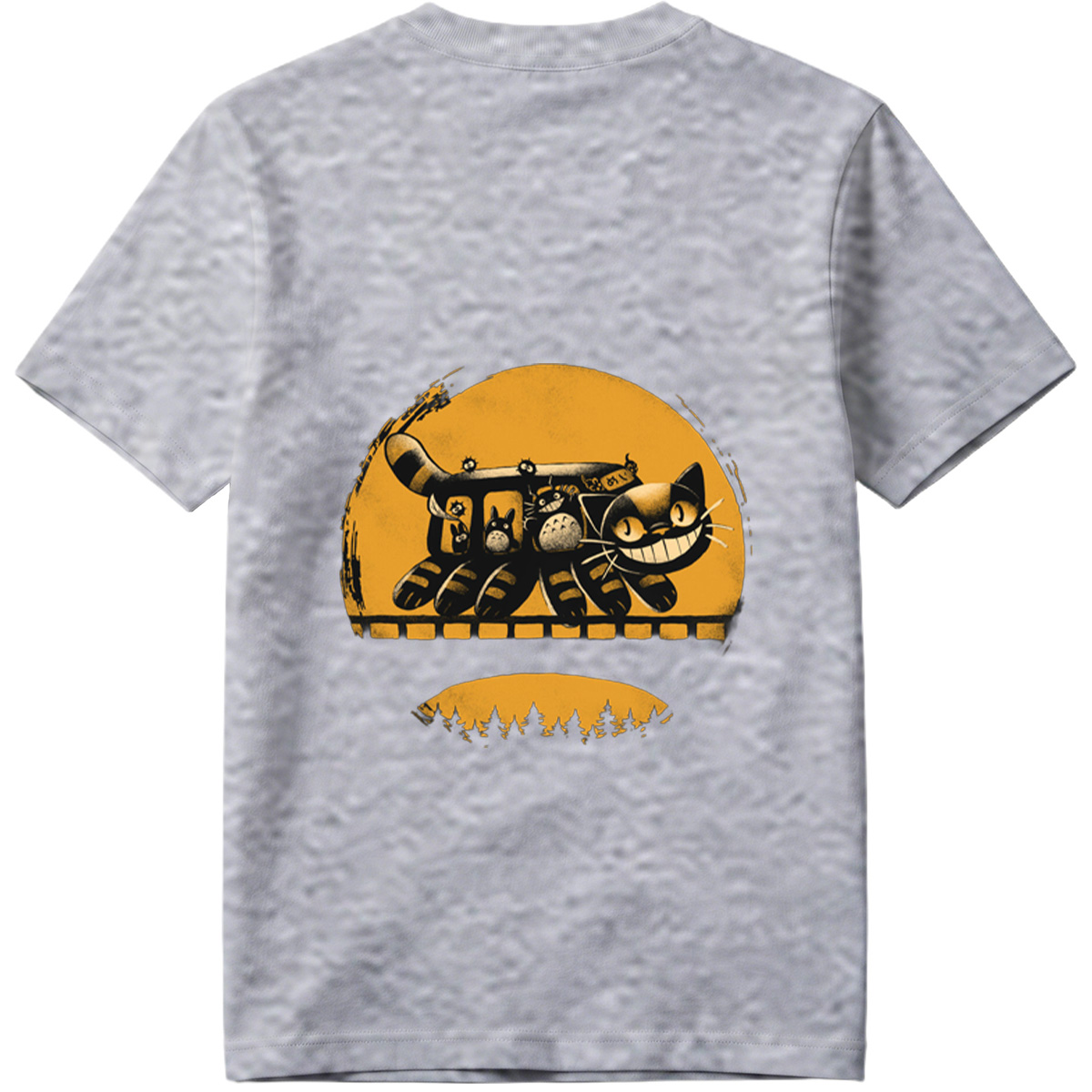Catbus and Totoro on a Moonlit Journey - Tee