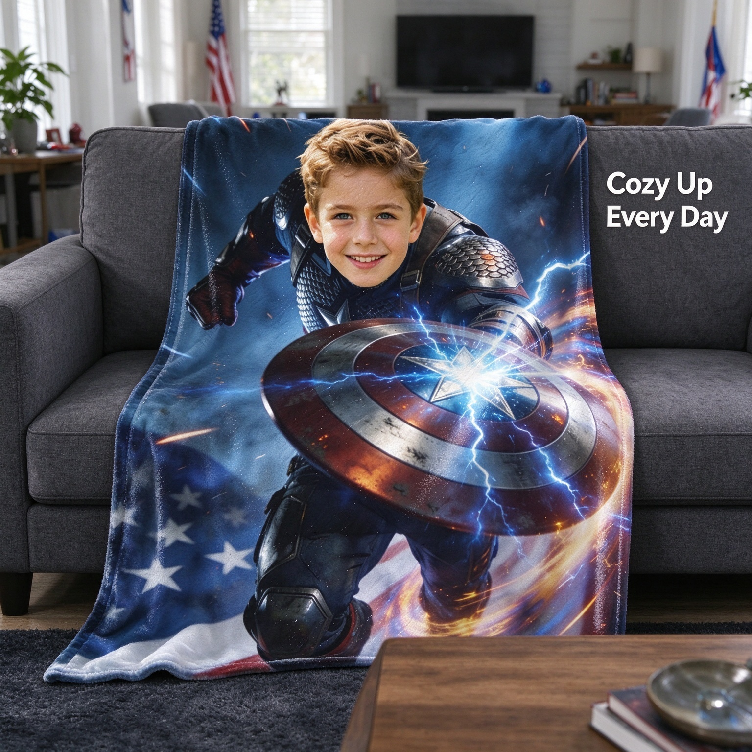 Custom Face Photo Superhero Fleece Blanket, Personalized Soft Flannel Throw for Bed Couch, Ideal Unique Keepsake Gift