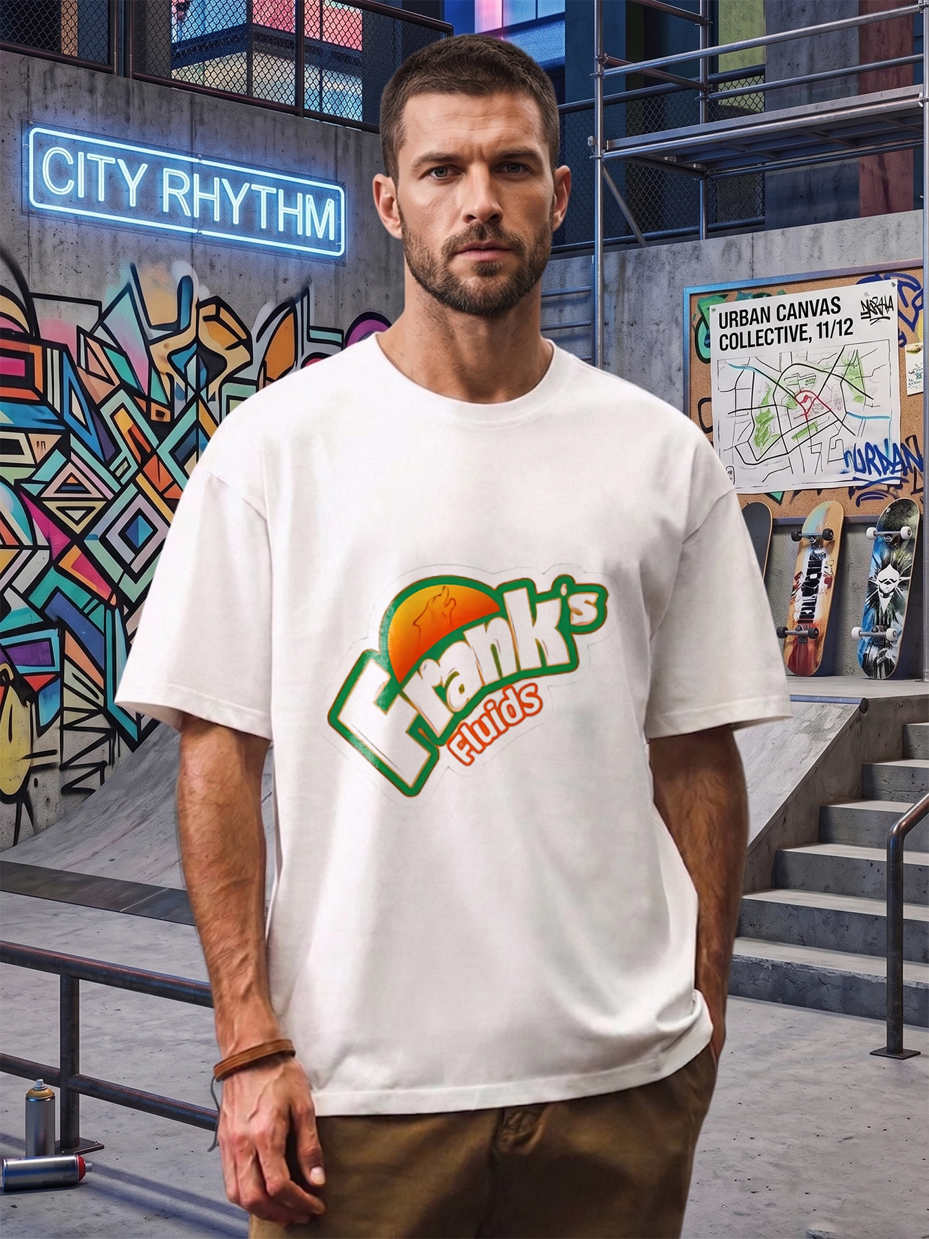 Men's Printed T-Shirt Frank's Fluids Logo Design Casual Round Neck Summer Lightweight Breathable Short Sleeve T-Shirt for Outdoor Activities and Everyday Wear Adults