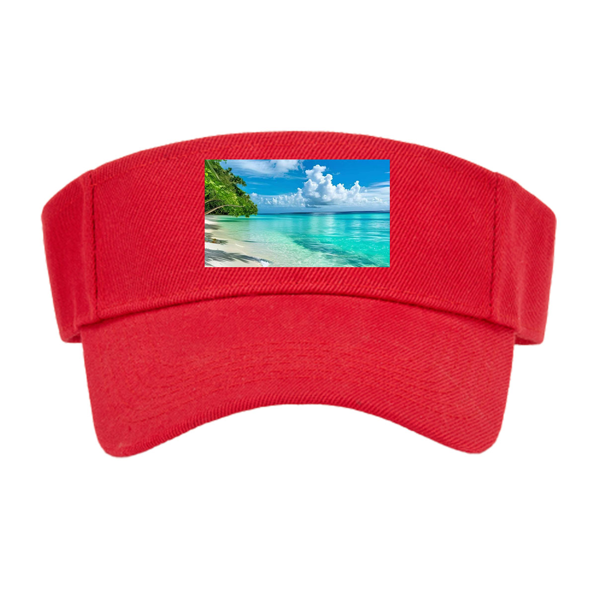 Tropical Beach with Crystal Clear Water and Palm Trees -  Visor cap