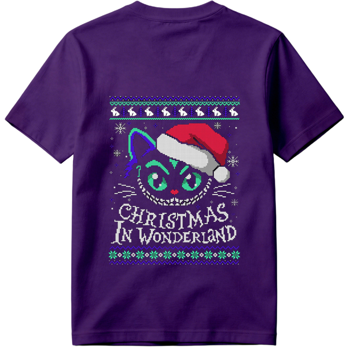 Christmas in Wonderland: Cheshire Cat Ugly Sweater Design - Tee