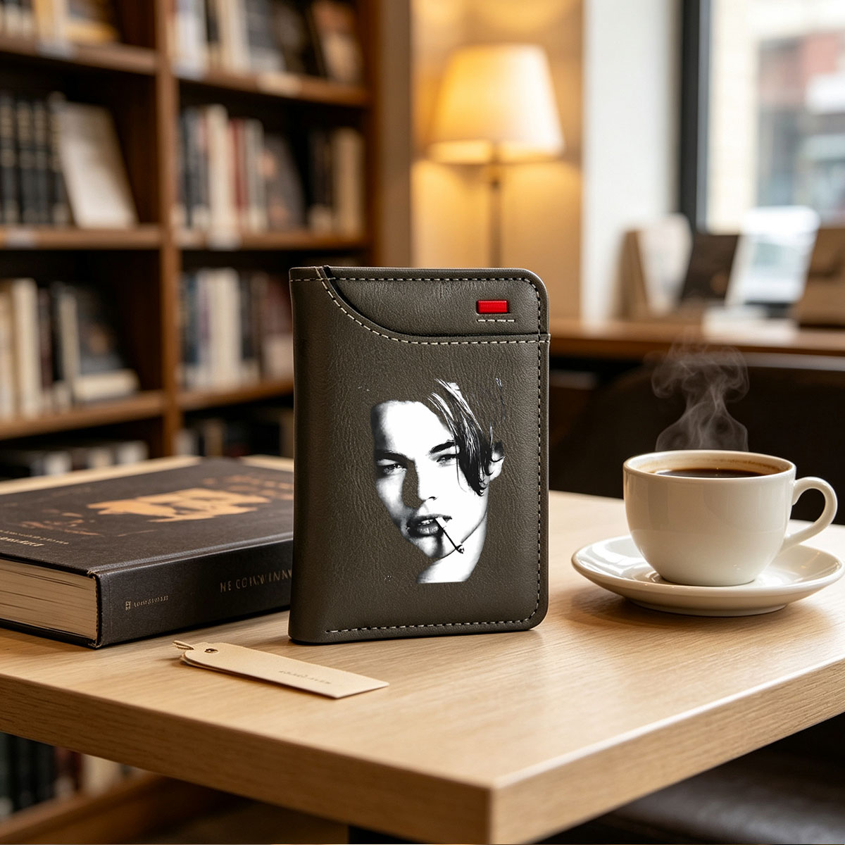 Tom Cruise Smoking Cigarette in Black and White Portrait - Vertical Style Wallet