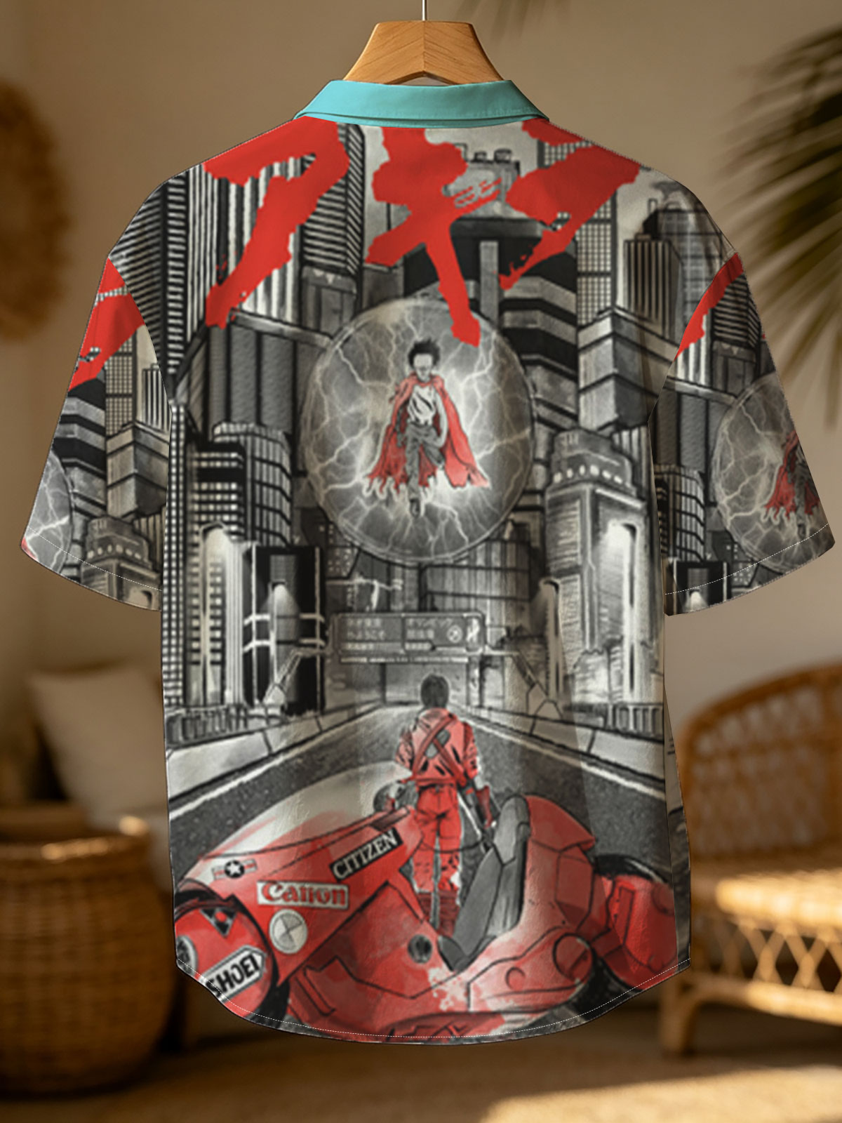 Akira: Neo-Tokyo Rider on a Red Motorcycle with a Floating Figure in a Thunderous Sphere -  Shirt
