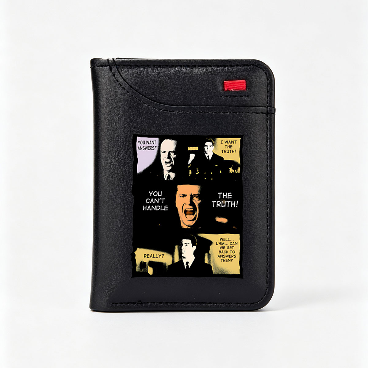 J. Edgar Hoover, Jack Bauer, and a military officer in a dramatic exchange about truth and answers. - Vertical Style Wallet