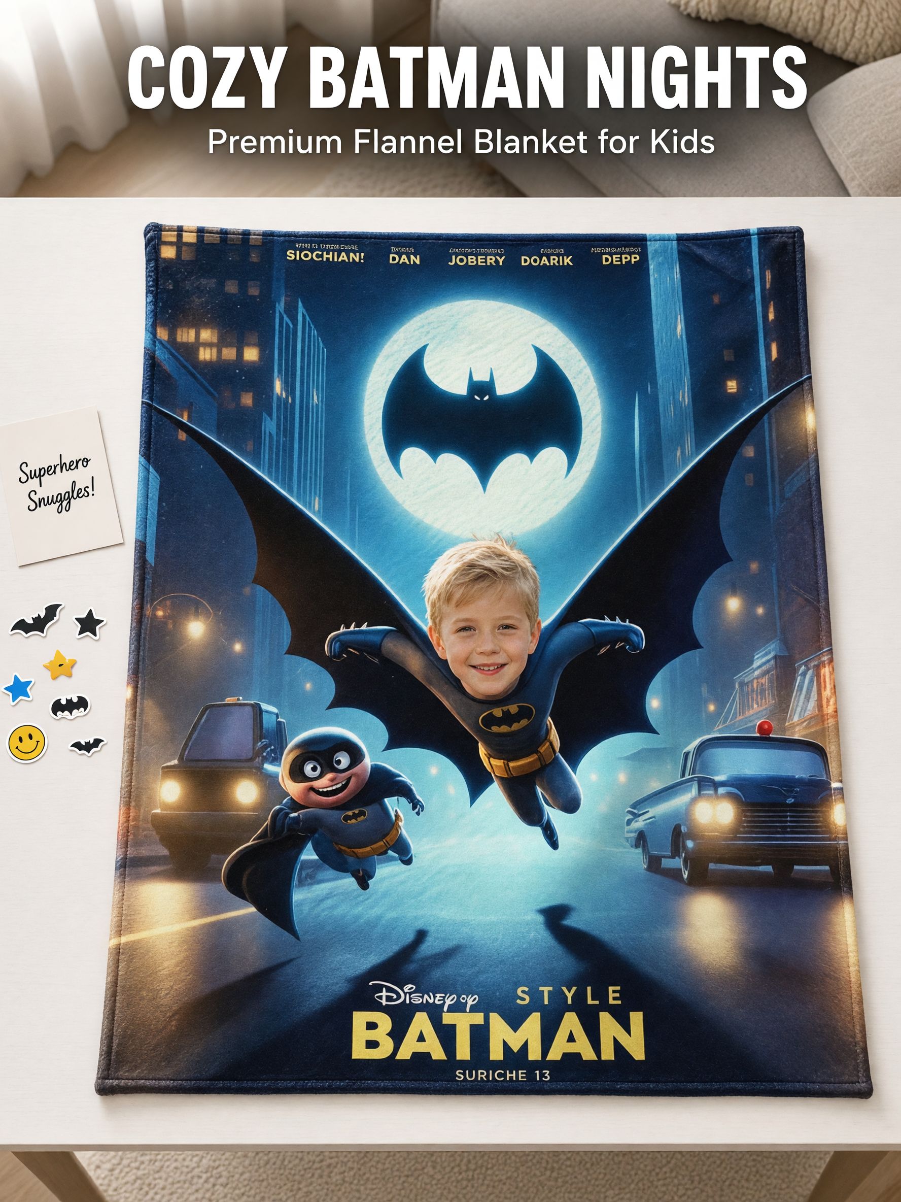Custom Face Photo Flannel Blanket Personalized Superhero Throw Ultra Soft Anti-Pilling Cozy Bedding Gift for Kids