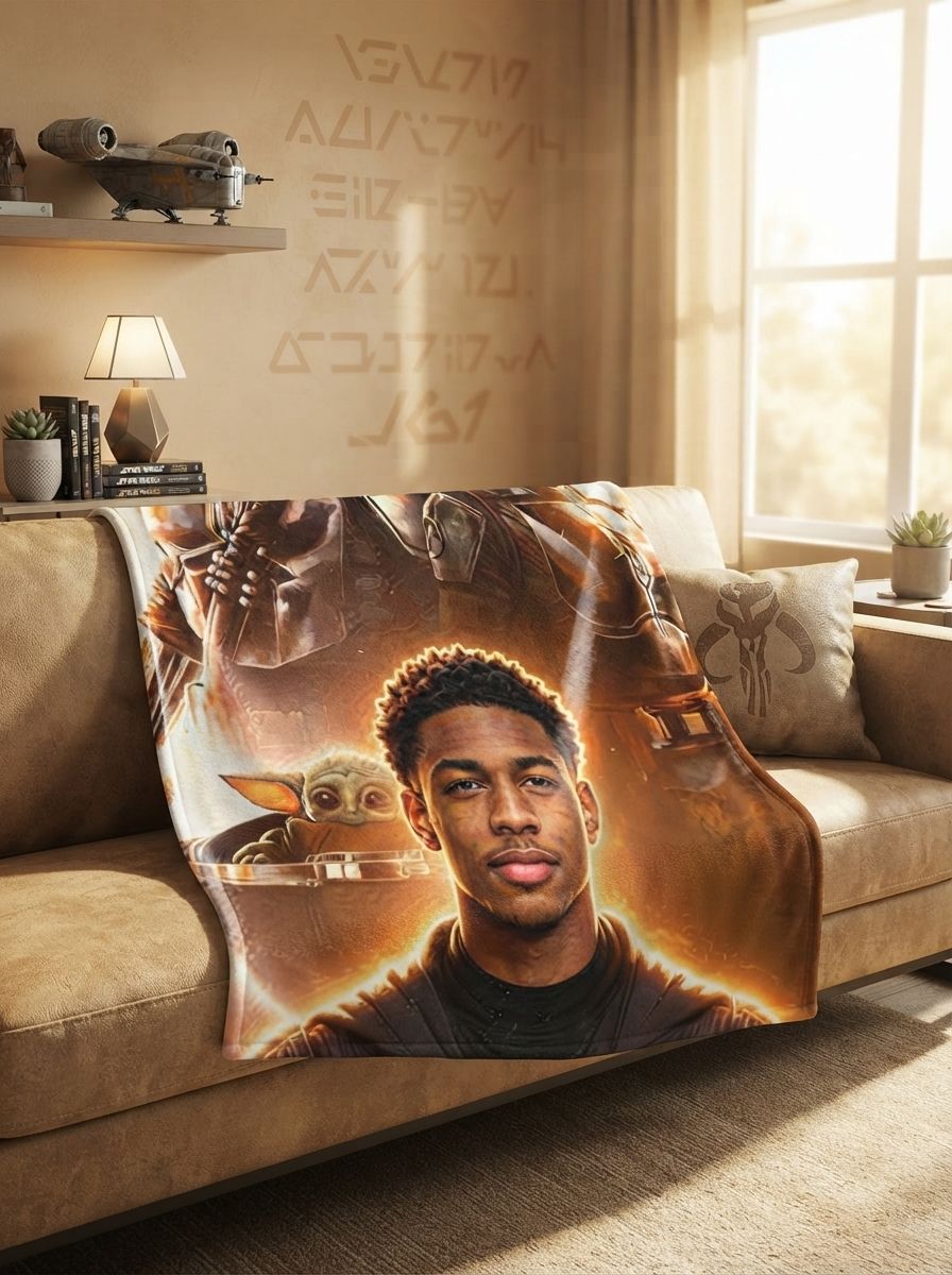 Personalized Photo Face Flannel Blanket Custom Sci-Fi Warrior Fleece Throw for Bed Sofa and Travel Ideal Keepsake Gift