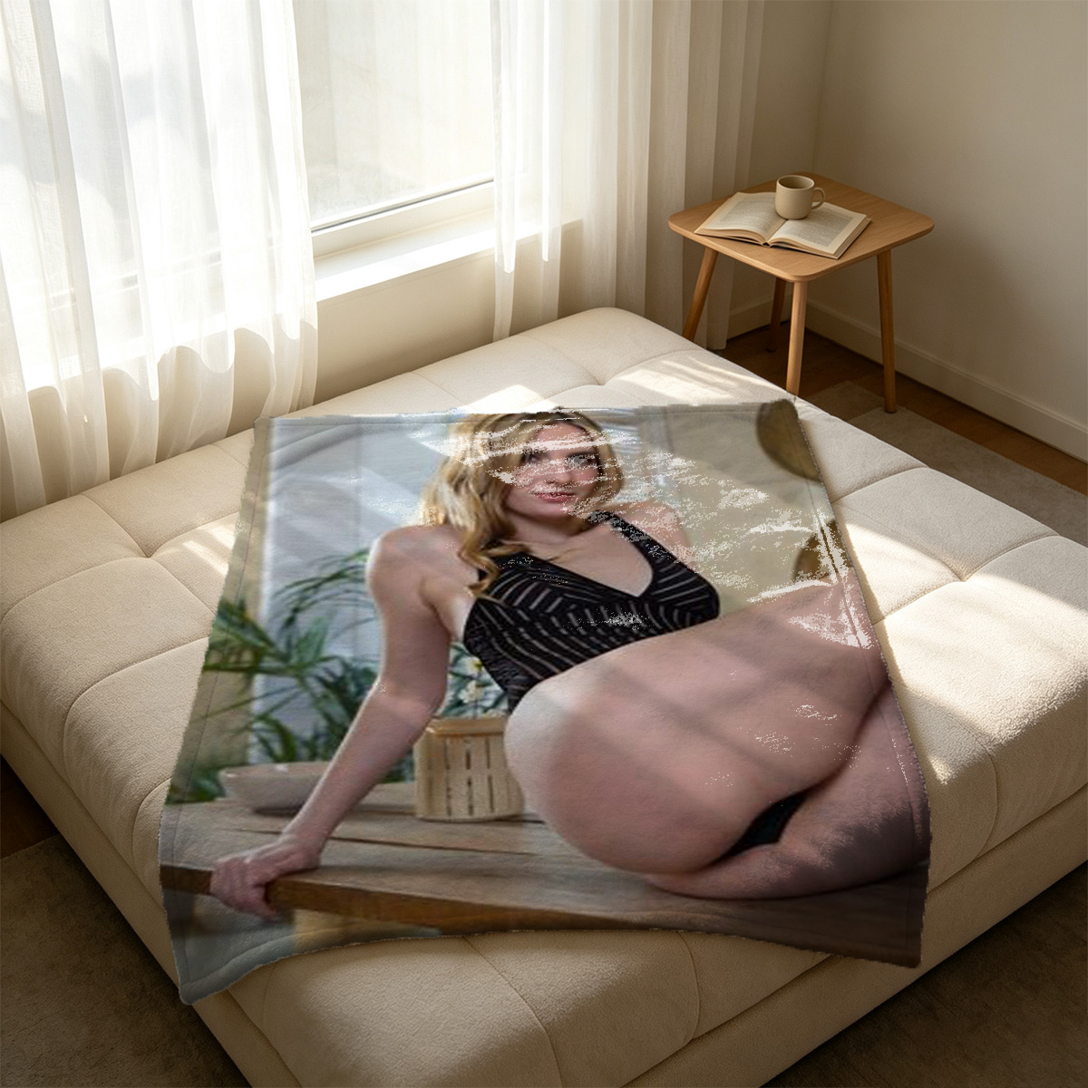 Emma Watson Nude on Couch - Blanket