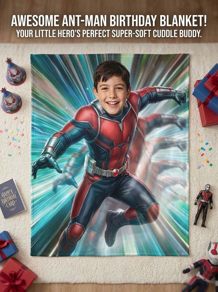 Custom Photo Superhero Flannel Blanket Ultra Soft Personalized Face Throw for Bed Couch and Cozy Gifting